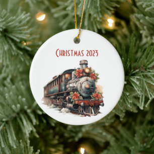 Vintager Dampfzug Traditionelle Weihnachtsfeiertag Keramik Ornament