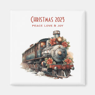 Vintager Dampfzug Traditionelle Weihnachtsfeiertag Magnet