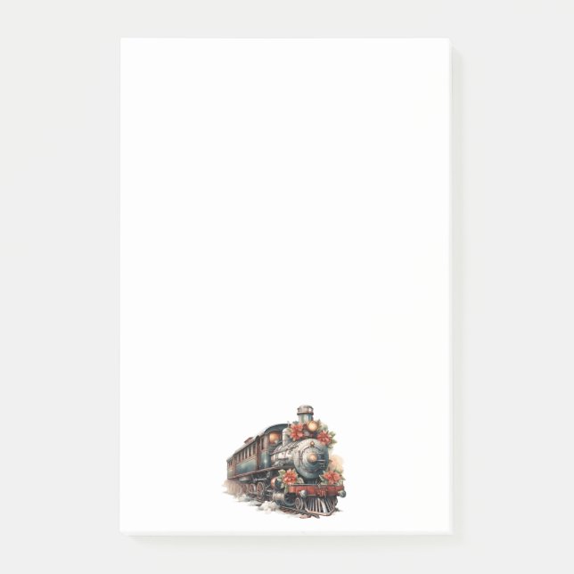 Vintager Dampfzug Traditionelle Weihnachtsfeiertag Post-it Klebezettel (Vorderseite)