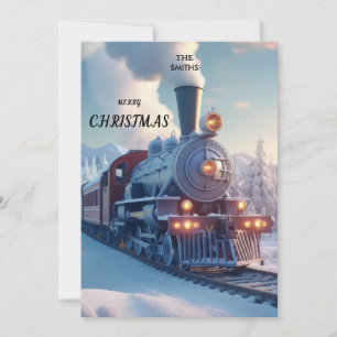 Vintager Dampfzug Winterlandschaft Schneeberg Feiertagskarte