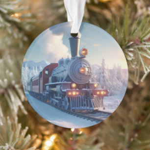 Vintager Dampfzug Winterlandschaft Schneeberg Ornament