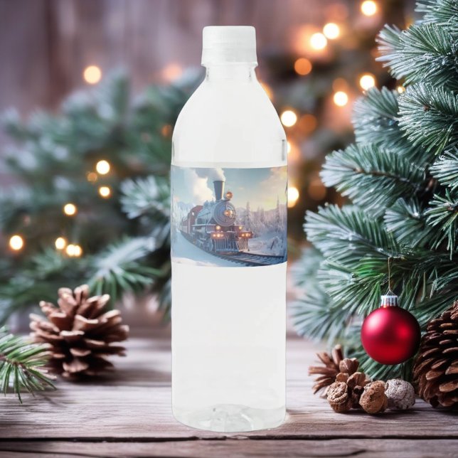 Vintager Dampfzug Winterschneeberg Wasserflaschenetikett (Von Creator hochgeladen)