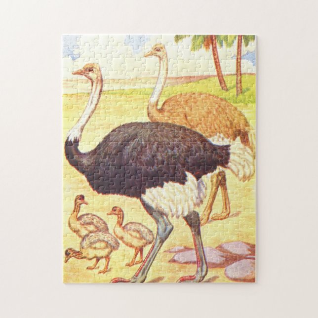 Vintager das Buch-IllustrationOstrich der Kinder Puzzle (Vertikal)