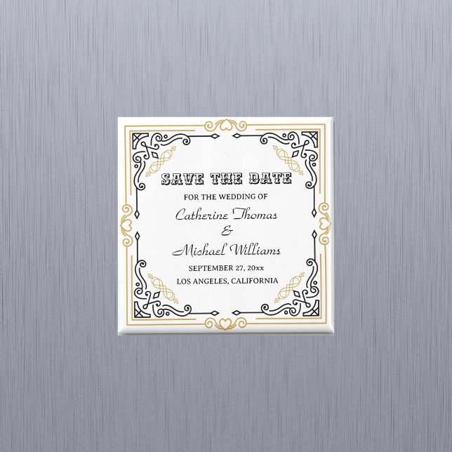 Vintager Deko Art Elegante Schwarz-weiße Hochzeit Magnet (Von Creator hochgeladen)