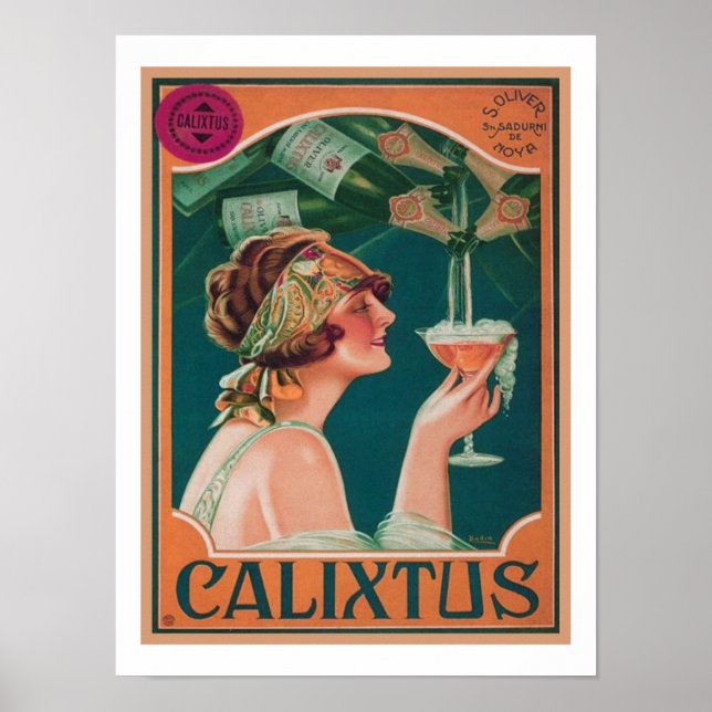 Vintager Deko Calixtus Champagne Poster (Vorne)