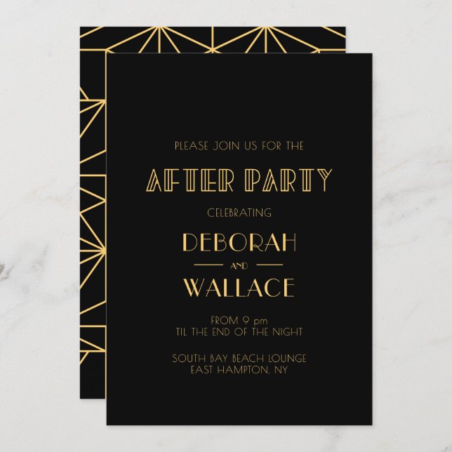 Vintager Deko der 1920er Jahre, einfache Hochzeit  Einladung (Vorne/Hinten)