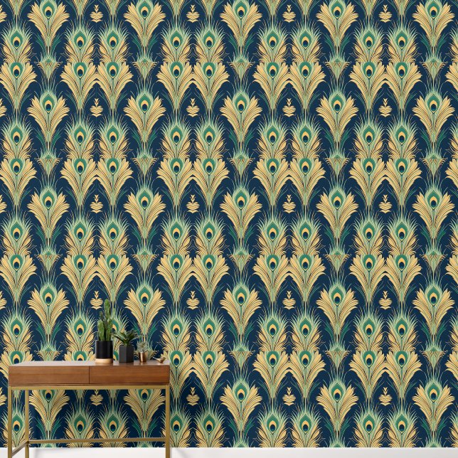 Vintager Deko Feathers Wallpaper - Elegante 20er J Tapete (Korridor)
