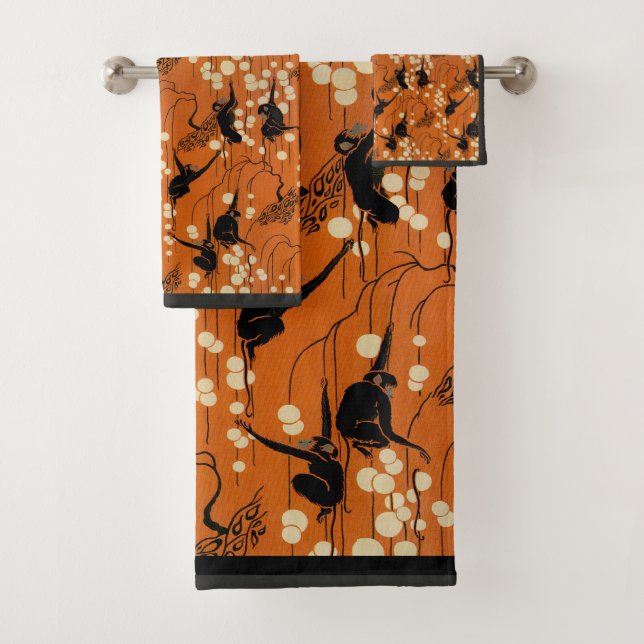 Vintager Deko-Moderne Affen u. Blasen Badhandtuch Set (Insitu)