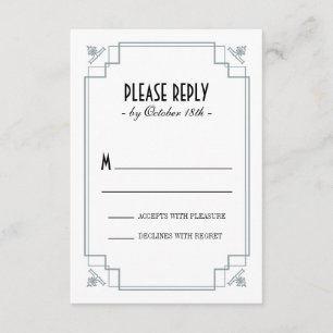 Vintager Deko - Silver & Black Response RSVP Karte