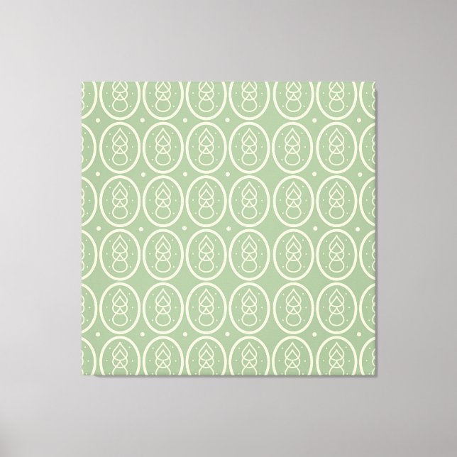 Vintager Deko Style Green/Ecru Canvas Print (Vorderseite)