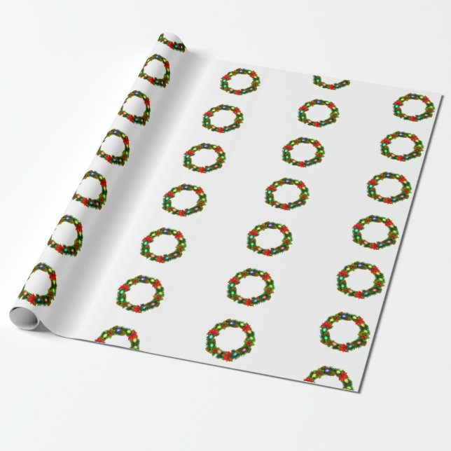 Vintager dekorativer Weihnachtskranz Geschenkpapier (Ungerollt)