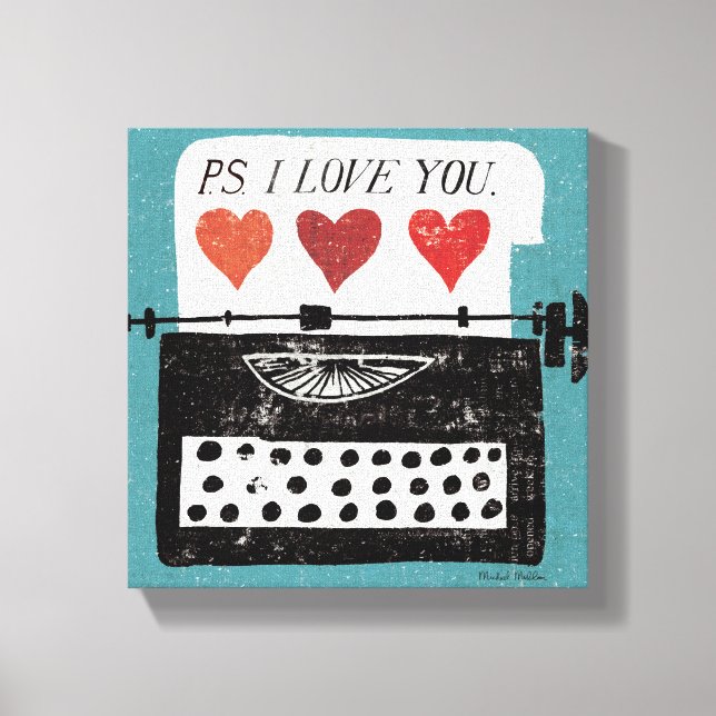 Vintager Desktop - Schreibmaschine Leinwanddruck (Vorderseite)