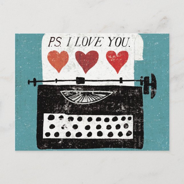 Vintager Desktop - Schreibmaschine Postkarte (Vorderseite)
