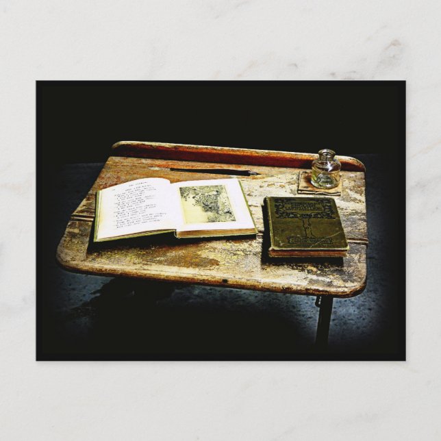 Vintager Desktop - Schreibtisch für Studenten Postkarte (Vorderseite)