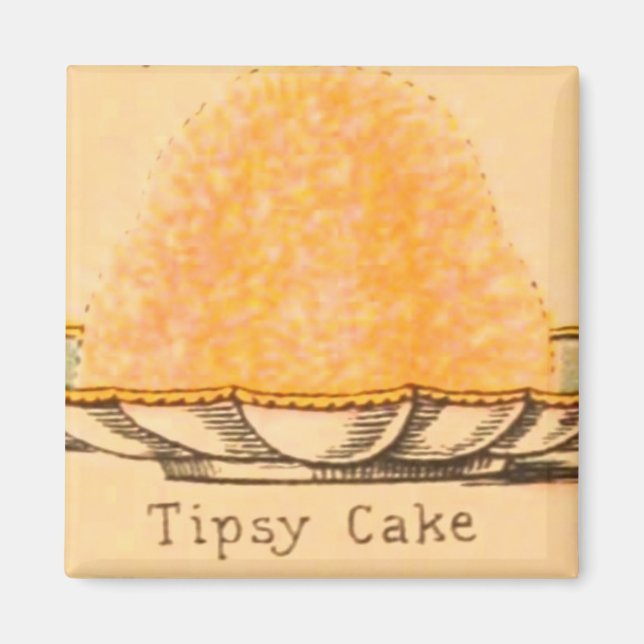 Vintager Desserts Tipsy-Kuchen-Illustrationsmagnet Magnet (Vorne)