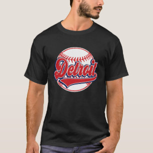 Vintager Detroit City Baseball Player und Lüfter T-Shirt
