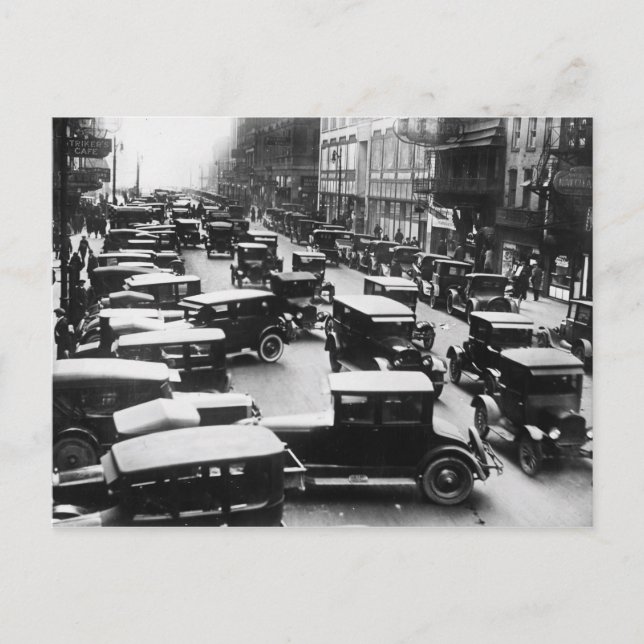 Vintager Detroit-Verkehr Postkarte (Vorderseite)