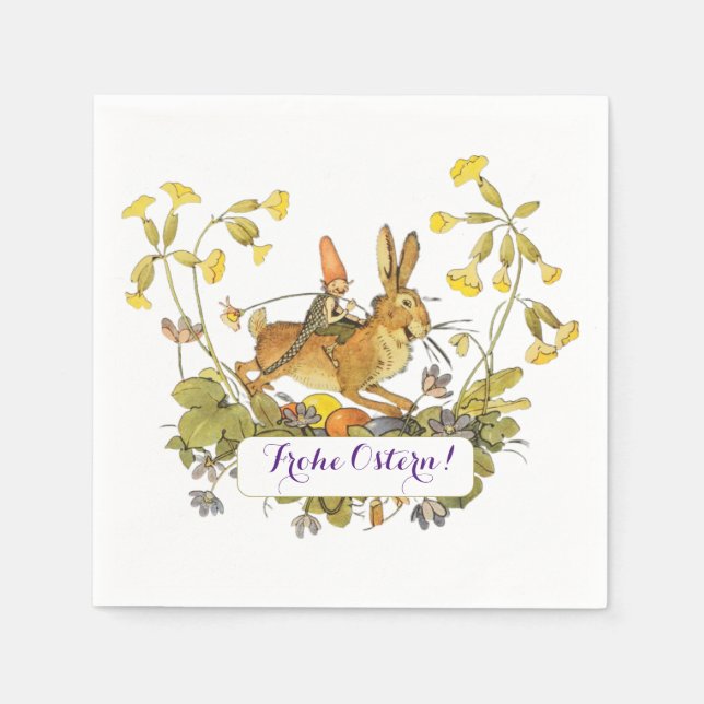 Vintager deutscher Ostern Serviette (Vorderseite)