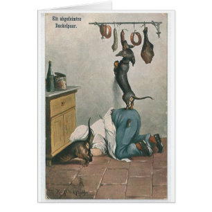 Vintager Deutscher - Paare der heiklen Dackeln,