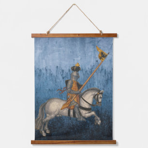Vintager deutscher Ritter am Pferd Wandteppich Mit Holzrahmen