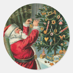 Vintager deutscher Santa-Aufkleber Runder Aufkleber