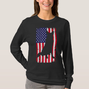 Vintager deutscher Schäferhund amerikanische Flagg T-Shirt