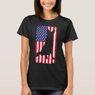 Vintager deutscher Schäferhund amerikanische Flagg T-Shirt