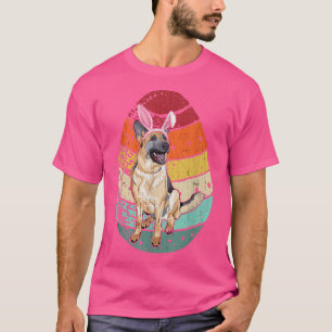 Vintager deutscher Schäferhund Ei Bunny Ears Happy T-Shirt