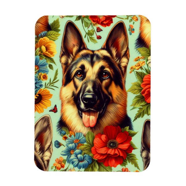 Vintager deutscher Schäferhund Magnet (Vertikal)