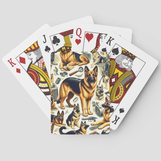 Vintager deutscher Schäferhund nahtlos Spielkarten (Rückseite)