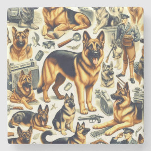 Vintager deutscher Schäferhund nahtlos Steinuntersetzer