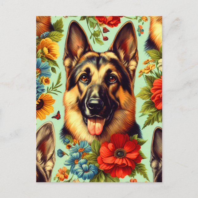 Vintager deutscher Schäferhund Postkarte (Vorderseite)