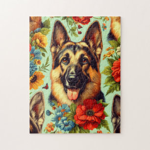 Vintager deutscher Schäferhund Puzzle