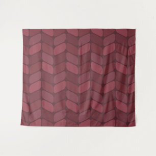 Vintager Diagonal-Rechtecke-Maroon Wandteppich