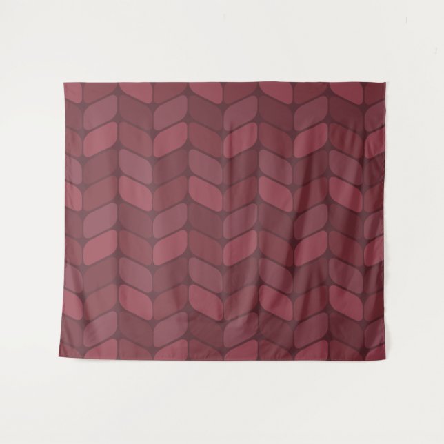 Vintager Diagonal-Rechtecke-Maroon Wandteppich (Vorderseite (Horizontal))