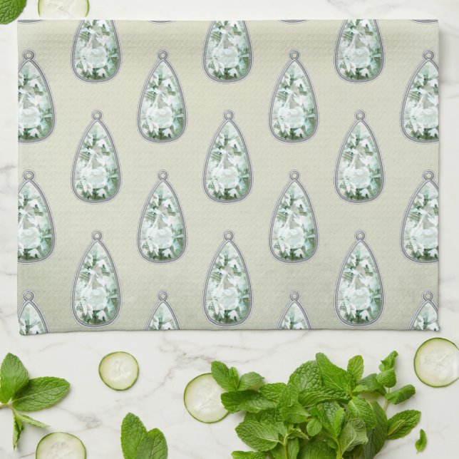 Vintager Diamantanhänger aquamarines viktorianisch Geschirrtuch (Gefaltet)