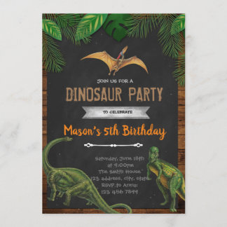 Vintager Dinosaurier Geburtstagsfeier Einladung