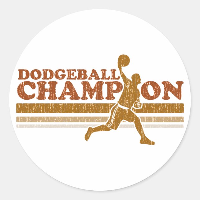 Vintager Dodgeball-Champion Runder Aufkleber (Vorderseite)