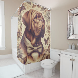 Vintager Dogue de Bordeaux Illustration Duschvorhang