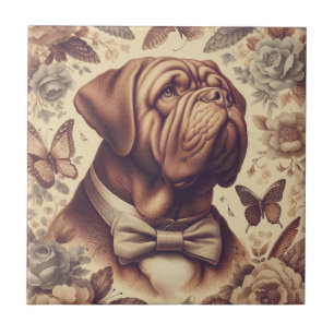 Vintager Dogue de Bordeaux Illustration Fliese