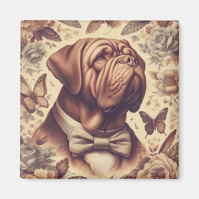 Vintager Dogue de Bordeaux Illustration Magnet (Vorne)