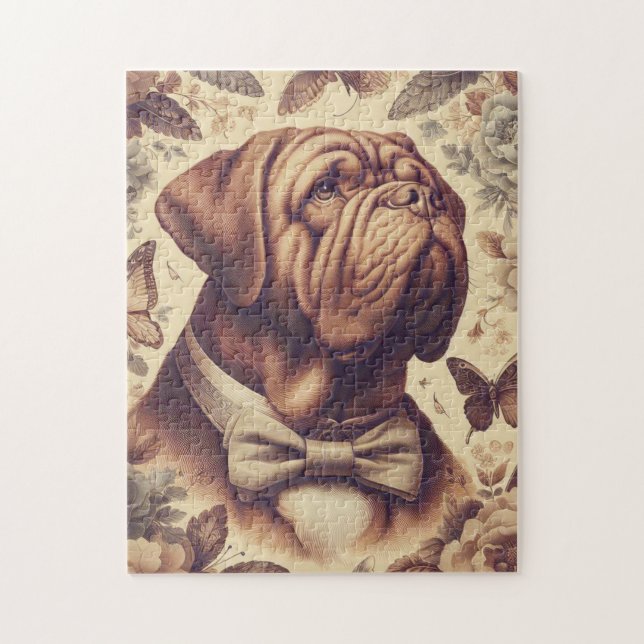 Vintager Dogue de Bordeaux Illustration Puzzle (Vertikal)