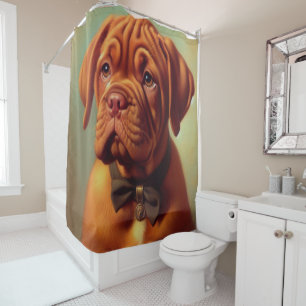 Vintager Dogue de Bordeaux Malerei Duschvorhang