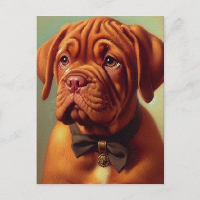Vintager Dogue de Bordeaux Malerei Postkarte (Vorderseite)