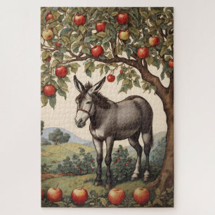 Vintager Donkey unter einem Apfelbaum Puzzle