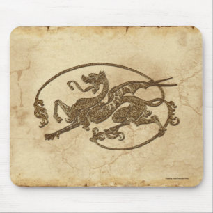 Vintager Drache auf dem Pergament-Effekt Mousepad