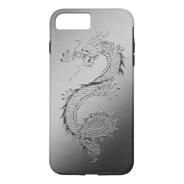 Vintager Drache gebürsteter Metallblick Case-Mate iPhone Hülle (Rückseite)