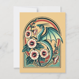 Vintager Drache Postkarte