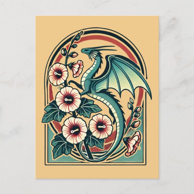 Vintager Drache Postkarte (Vorderseite)