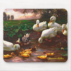 Vintager Drachen mit weißen Enten und gelben Enten Mousepad